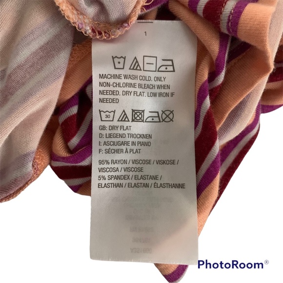 LOGO Lori Goldstein Womens 2X Peach Multi Color Striped Tank Top Dress - Picture 5 of 5